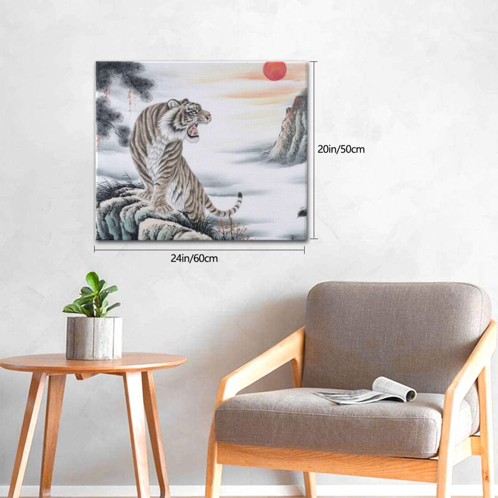 人気虎柄 虎の和風版画 A4サイズ 黒フレーム 和柄 和風 (4) 壁画